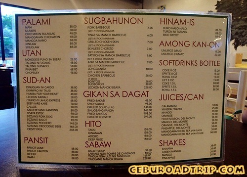 Manggahan Menu